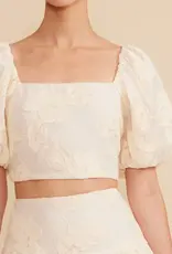 Lucy Paris Pippa Floral Puff Sleeve Crop Top