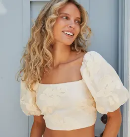 Lucy Paris Pippa Floral Puff Sleeve Crop Top