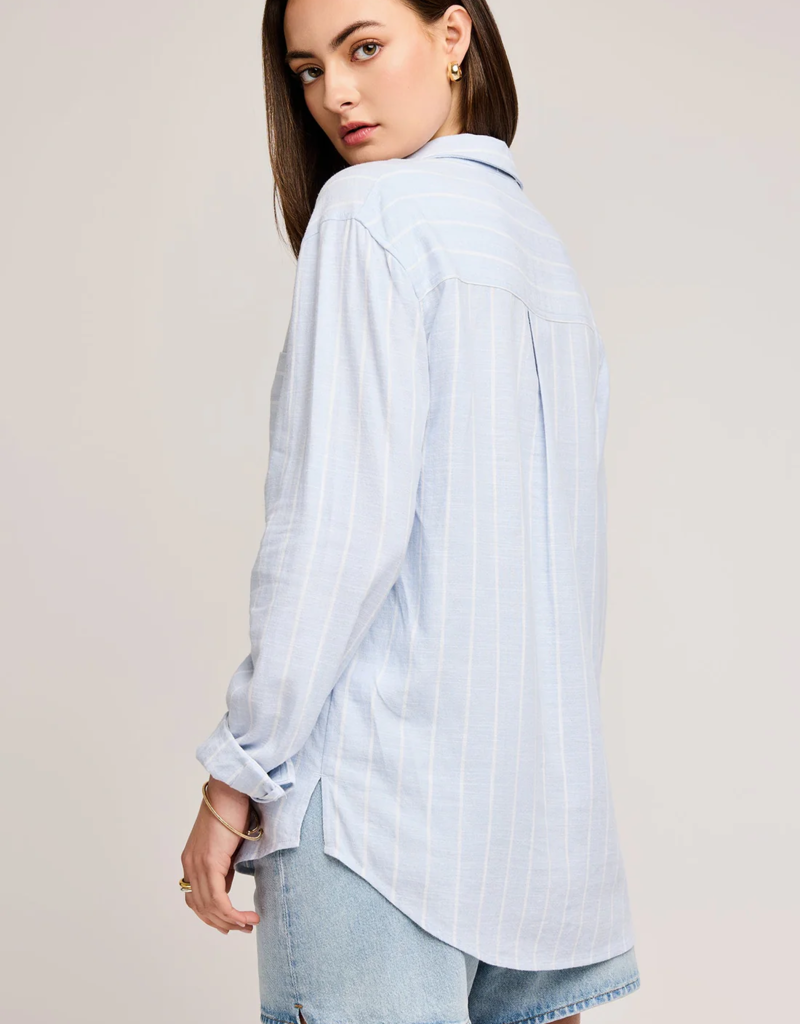 Gentle Fawn Portia Button Shirt In Sky Blue Stripe