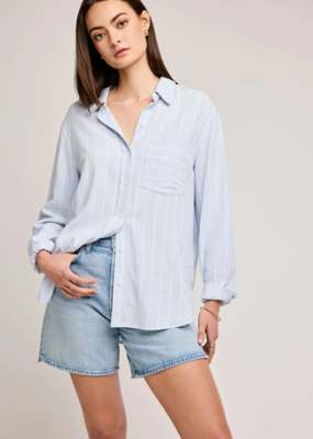Gentle Fawn Portia Button Shirt In Sky Blue Stripe