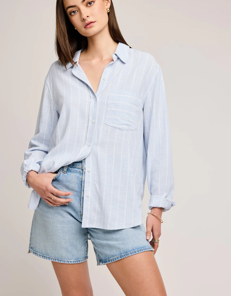 Gentle Fawn Portia Button Shirt In Sky Blue Stripe