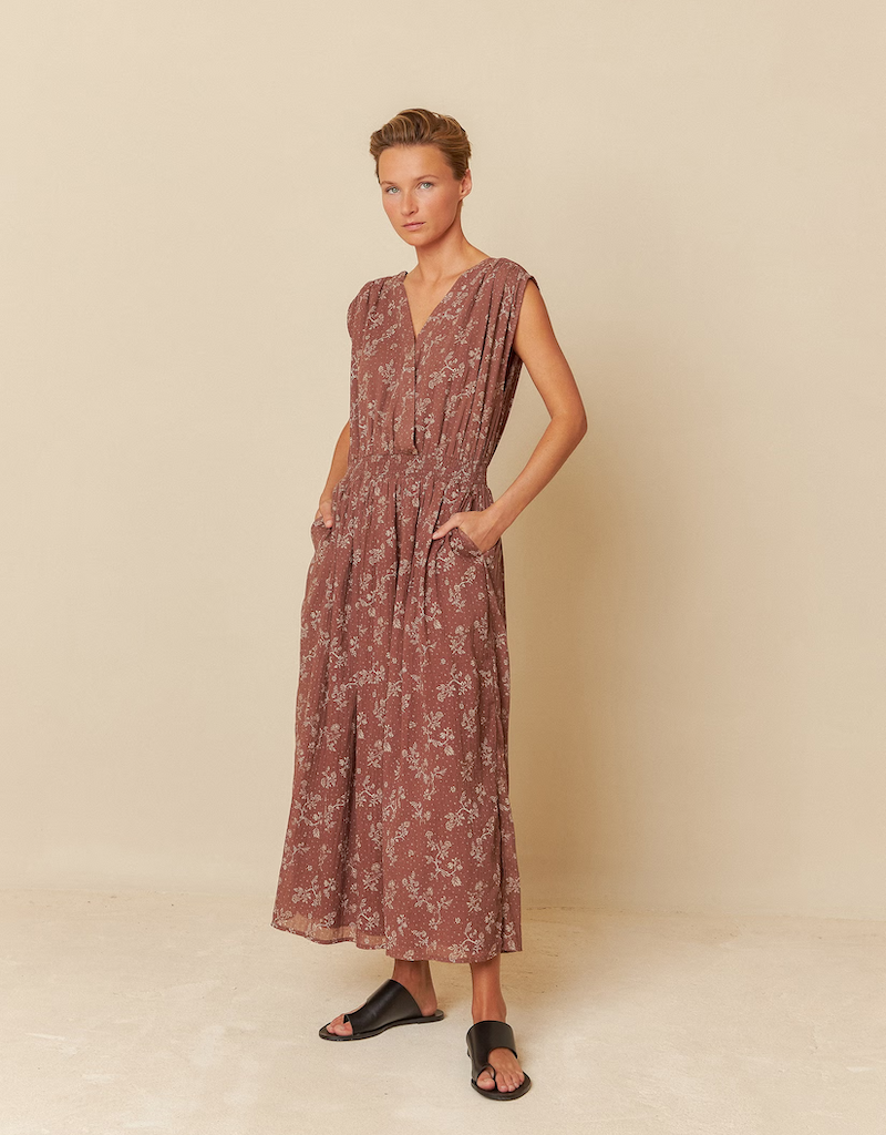 Indi and Cold Harmony Crossover Elastic Cotton Maxi Dress