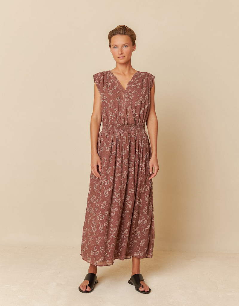 Indi and Cold Harmony Crossover Elastic Cotton Maxi Dress
