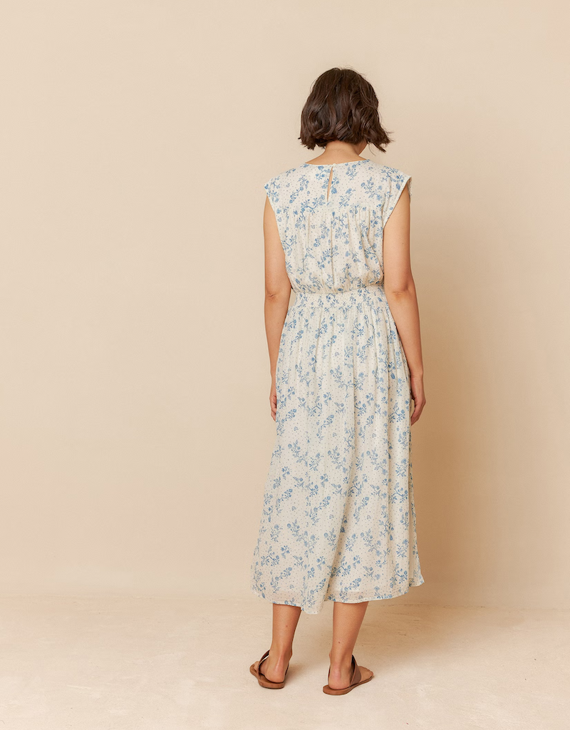 Indi and Cold Harmony Crossover Elastic Cotton Maxi Dress