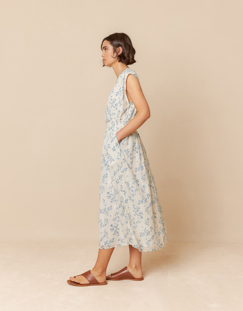 Indi and Cold Harmony Crossover Elastic Cotton Maxi Dress