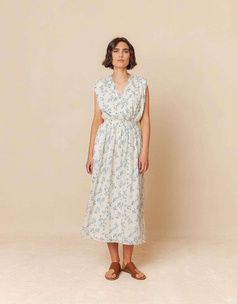 Indi and Cold Harmony Crossover Elastic Cotton Maxi Dress