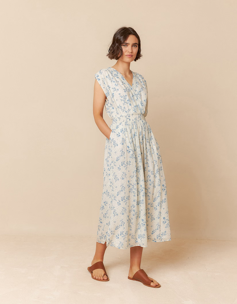 Indi and Cold Harmony Crossover Elastic Cotton Maxi Dress