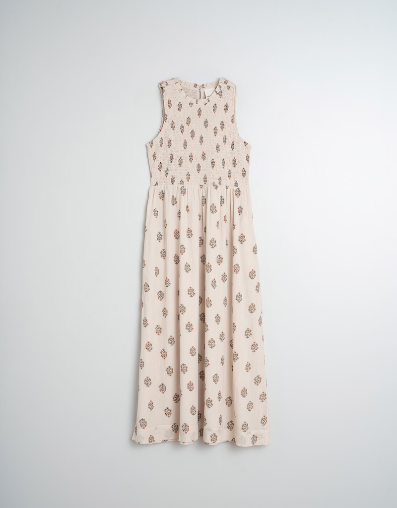Indi and Cold Robbie Smocked Organic Cotton Midi Dress