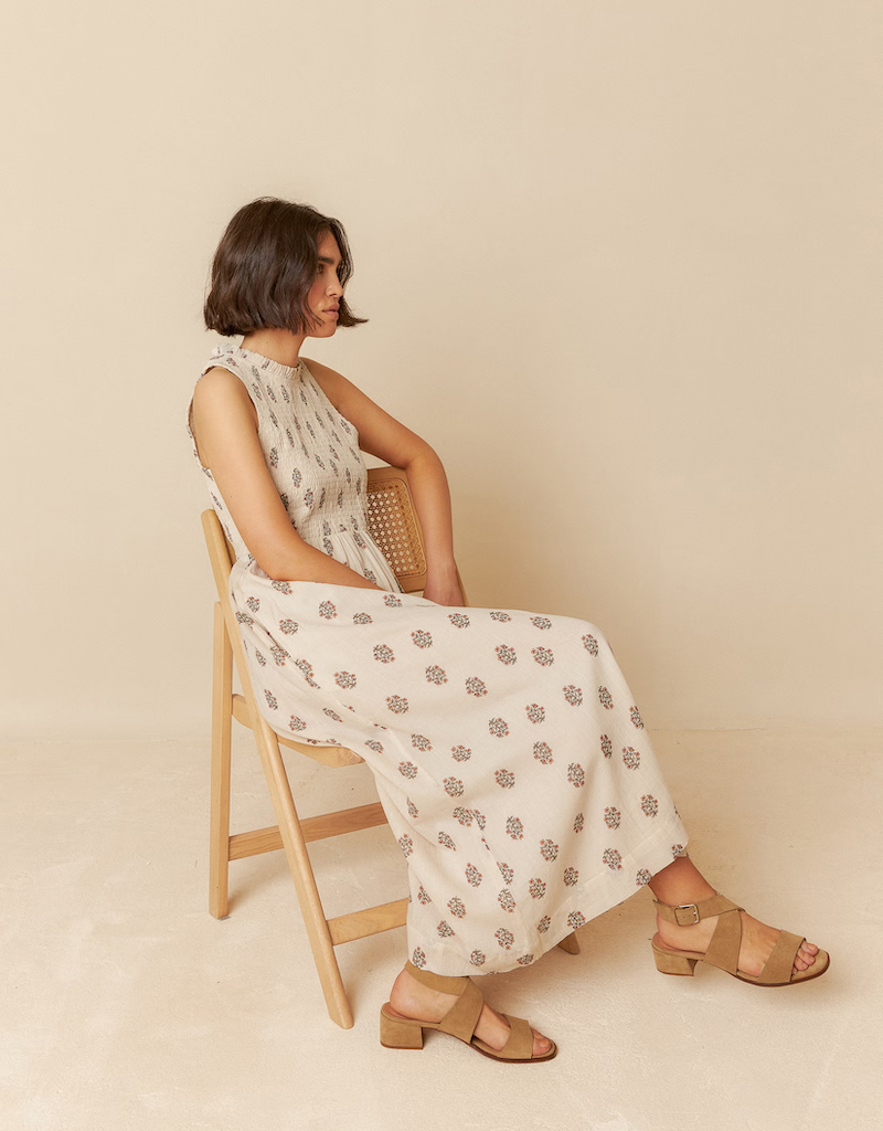 Indi and Cold Robbie Smocked Organic Cotton Midi Dress
