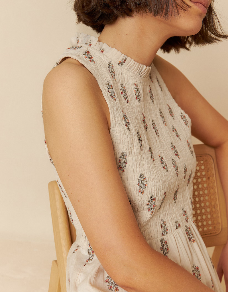 Indi and Cold Robbie Smocked Organic Cotton Midi Dress