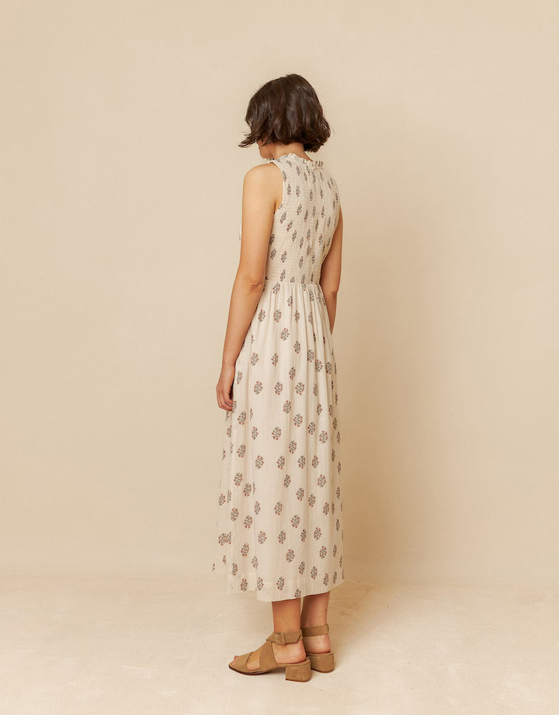 Indi and Cold Robbie Smocked Organic Cotton Midi Dress