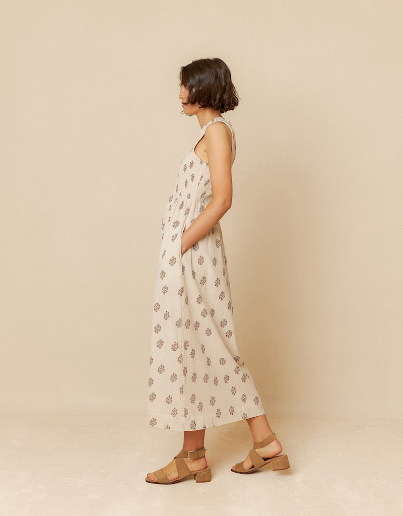 Indi and Cold Robbie Smocked Organic Cotton Midi Dress