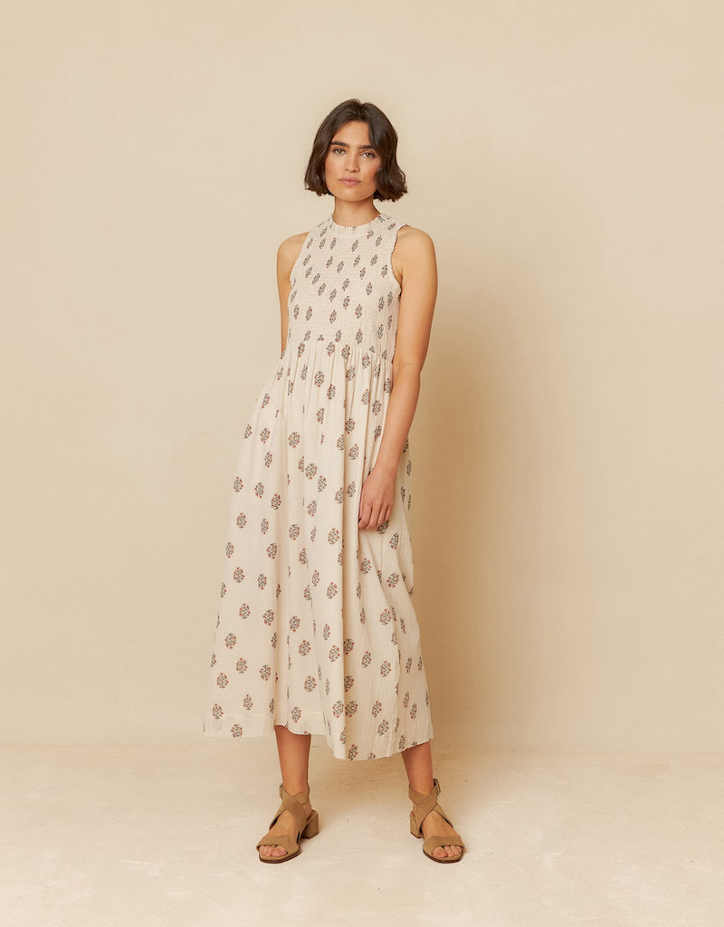 Indi and Cold Robbie Smocked Organic Cotton Midi Dress