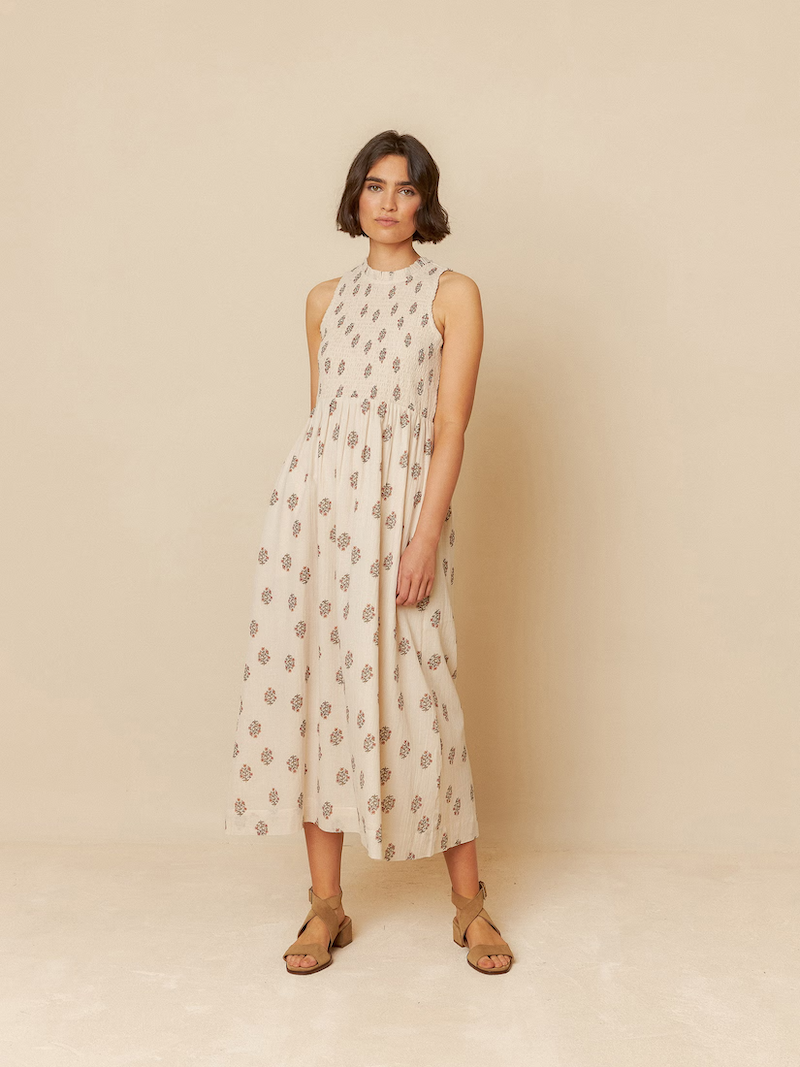 Indi And Cold Robbie Smocked Organic Cotton Midi Dress