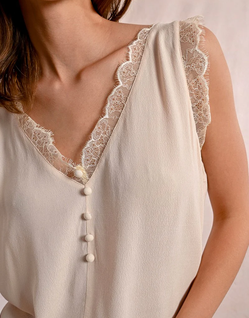 Molly Bracken Val Lace Trim Sleeveless Top