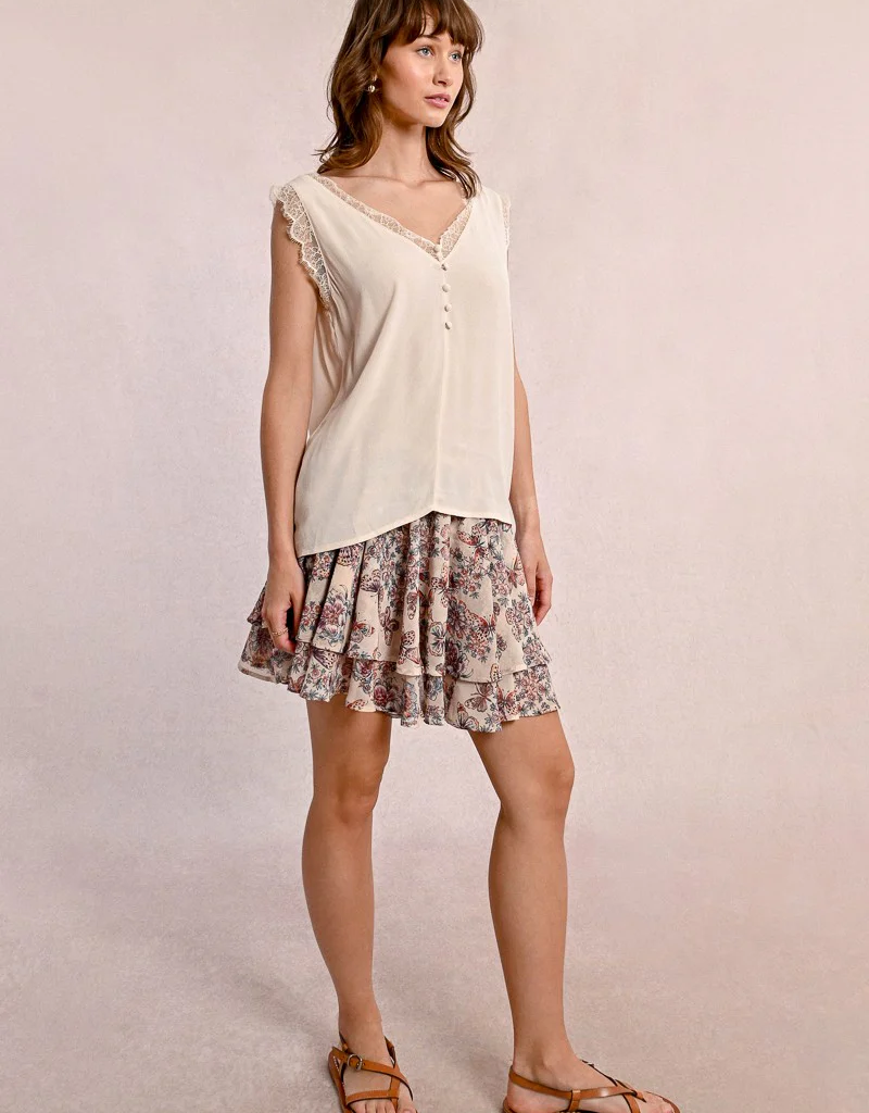 Molly Bracken Val Lace Trim Sleeveless Top
