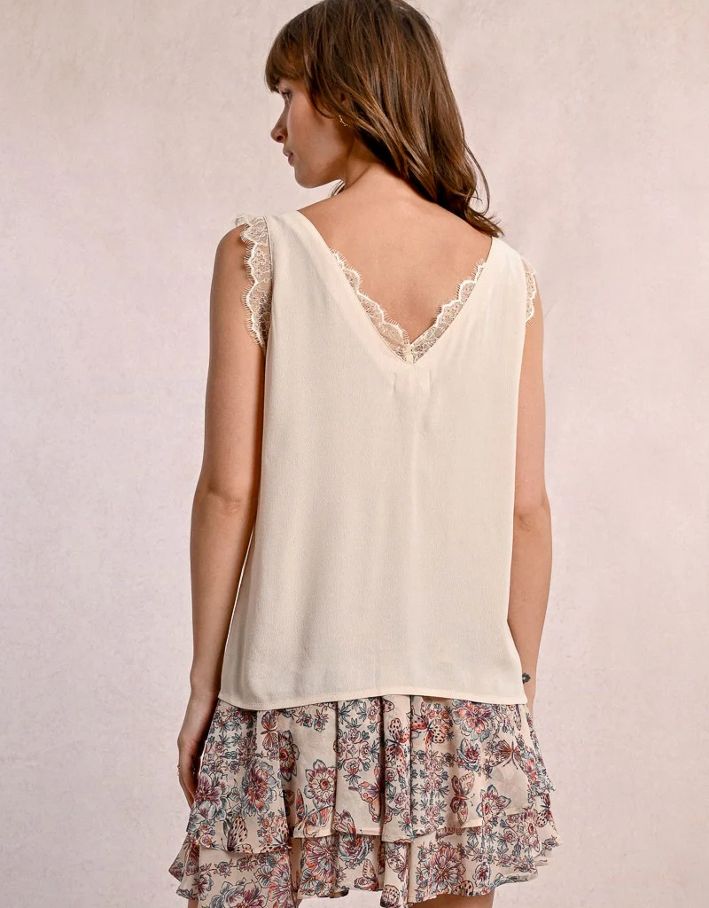 Molly Bracken Val Lace Trim Sleeveless Top
