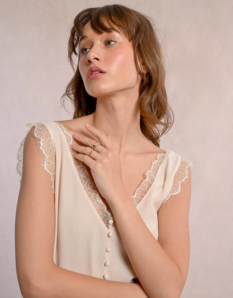 Molly Bracken Val Lace Trim Sleeveless Top