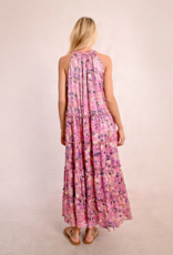 Molly Bracken Tia Printed Halter Tiered Maxi Dress