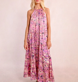Molly Bracken Tia Printed Halter Tiered Maxi Dress *Only One Left - Medium*