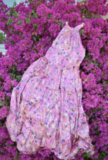Molly Bracken Tia Printed Halter Tiered Maxi Dress