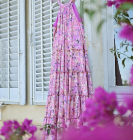 Molly Bracken Tia Printed Halter Tiered Maxi Dress