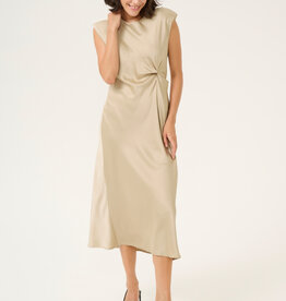 Kaffe Pristina Satin Midi Dress With Knot Detail