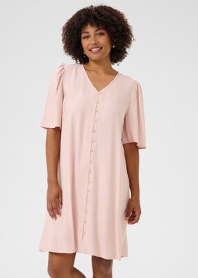 Cream Bulie Button Detail Dress