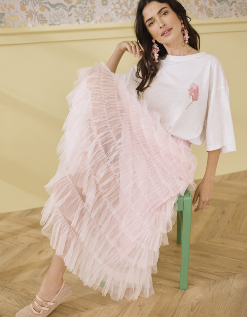 Cream Eta Soft Tulle Midi Skirt