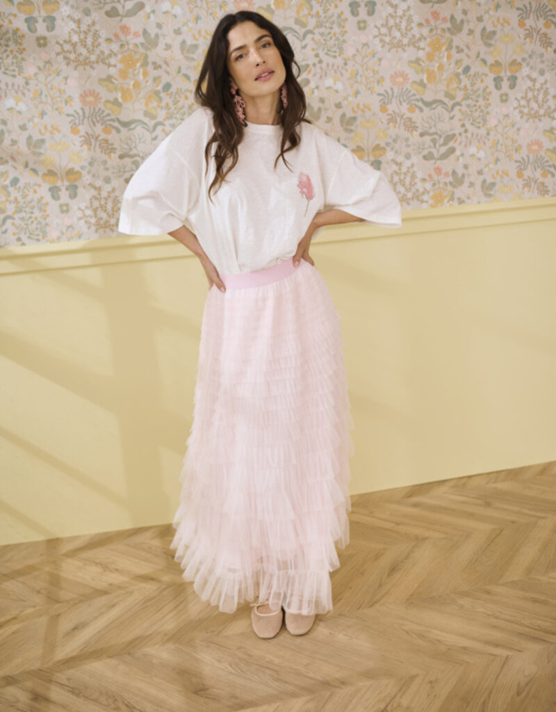 Cream Eta Soft Tulle Midi Skirt