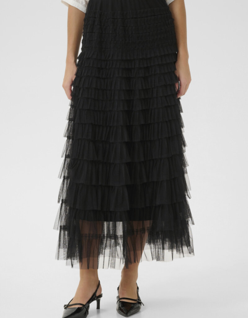Cream Eta Soft Tulle Midi Skirt