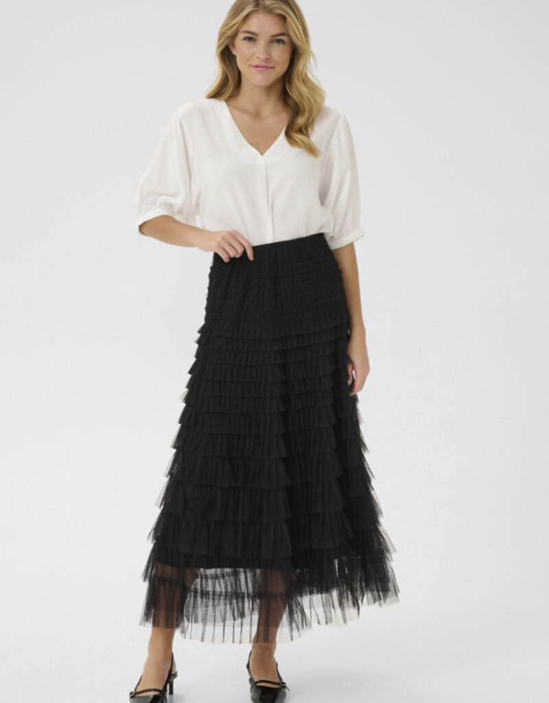 Cream Eta Soft Tulle Midi Skirt