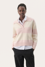 Part Two Elinda Cotton Blend Striped Collared Pullover
