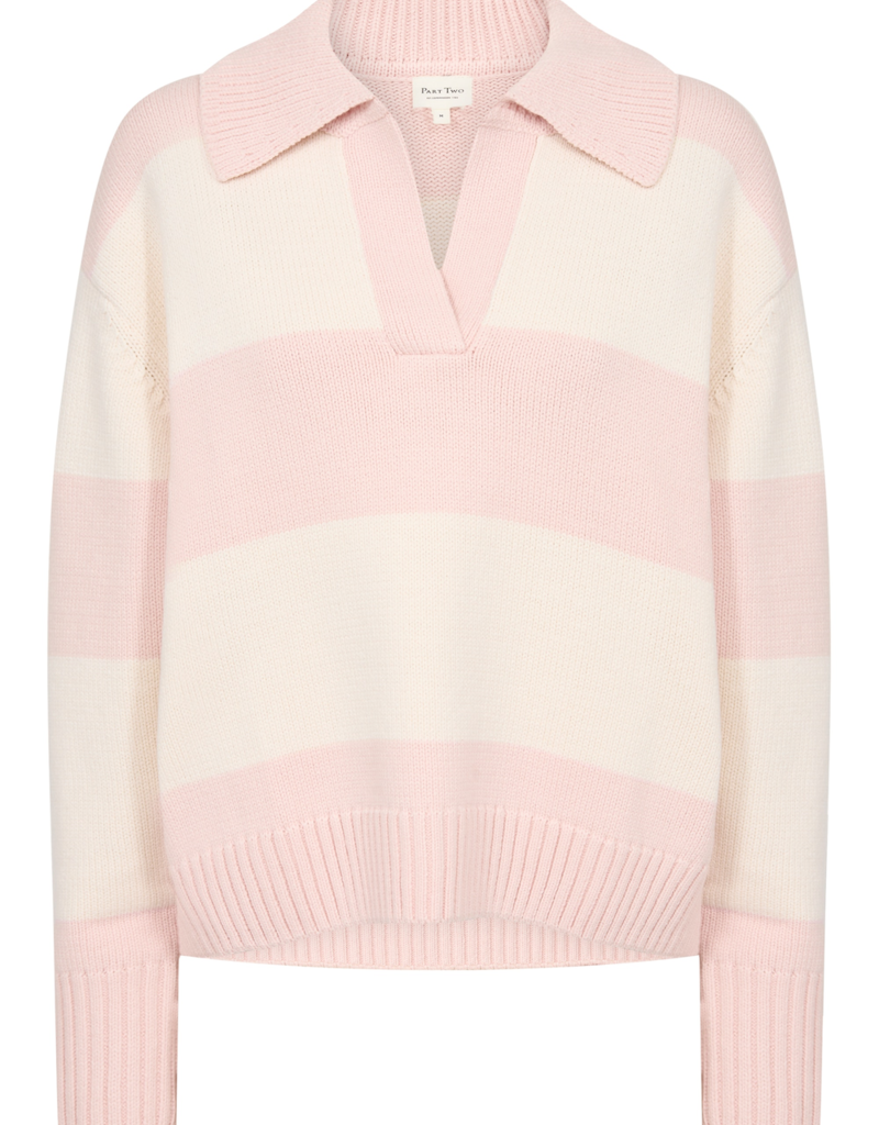 Part Two Elinda Cotton Blend Striped Collared Pullover