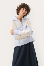 Part Two Elinda Cotton Blend Striped Collared Pullover