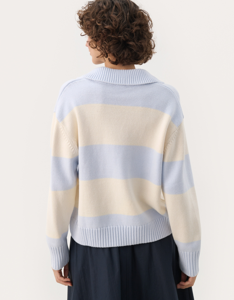 Part Two Elinda Cotton Blend Striped Collared Pullover