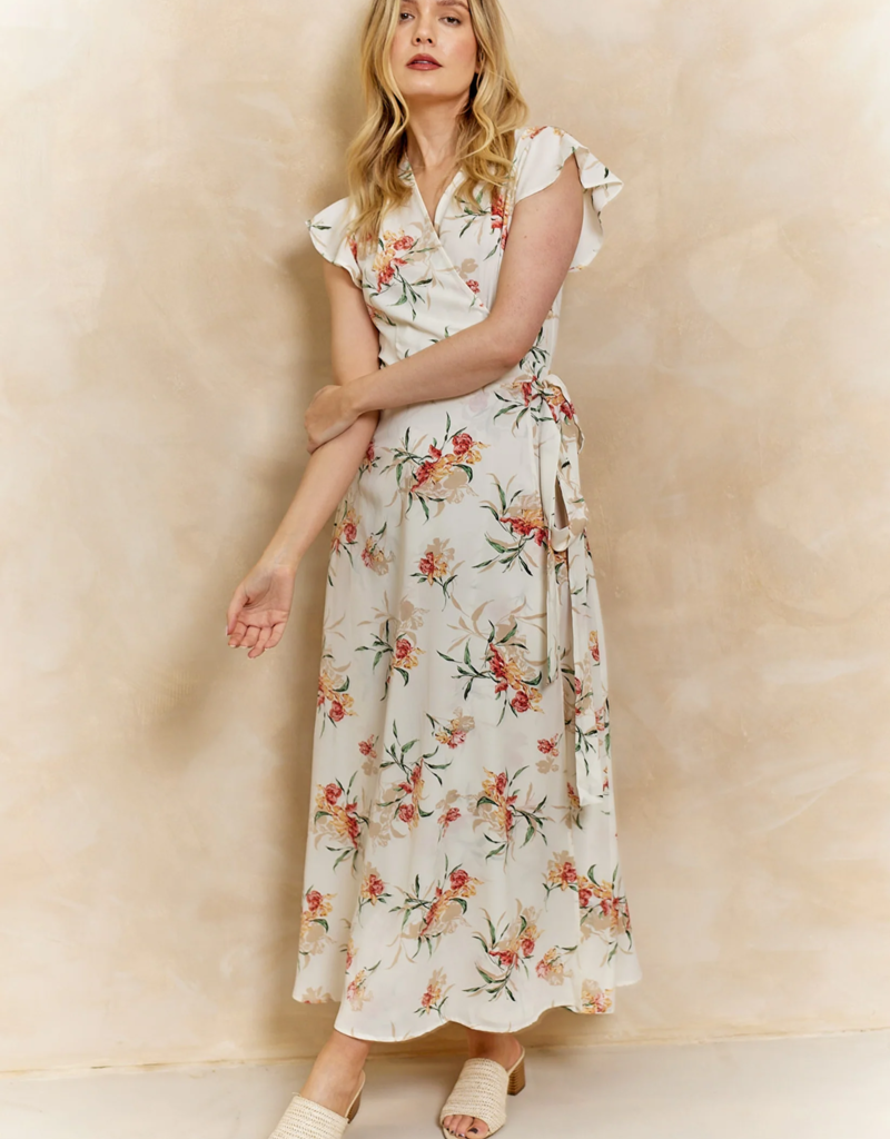 Angel Eye Lime Floral Wrap Dress