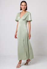 Angel Eye Caviar Satin Maxi Dress in Sage