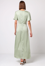Angel Eye Caviar Satin Maxi Dress in Sage