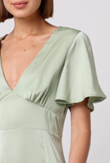 Angel Eye Caviar Satin Maxi Dress in Sage