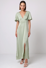 Angel Eye Caviar Satin Maxi Dress in Sage