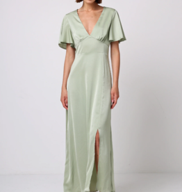 Angel Eye Caviar Satin Maxi Dress in Sage