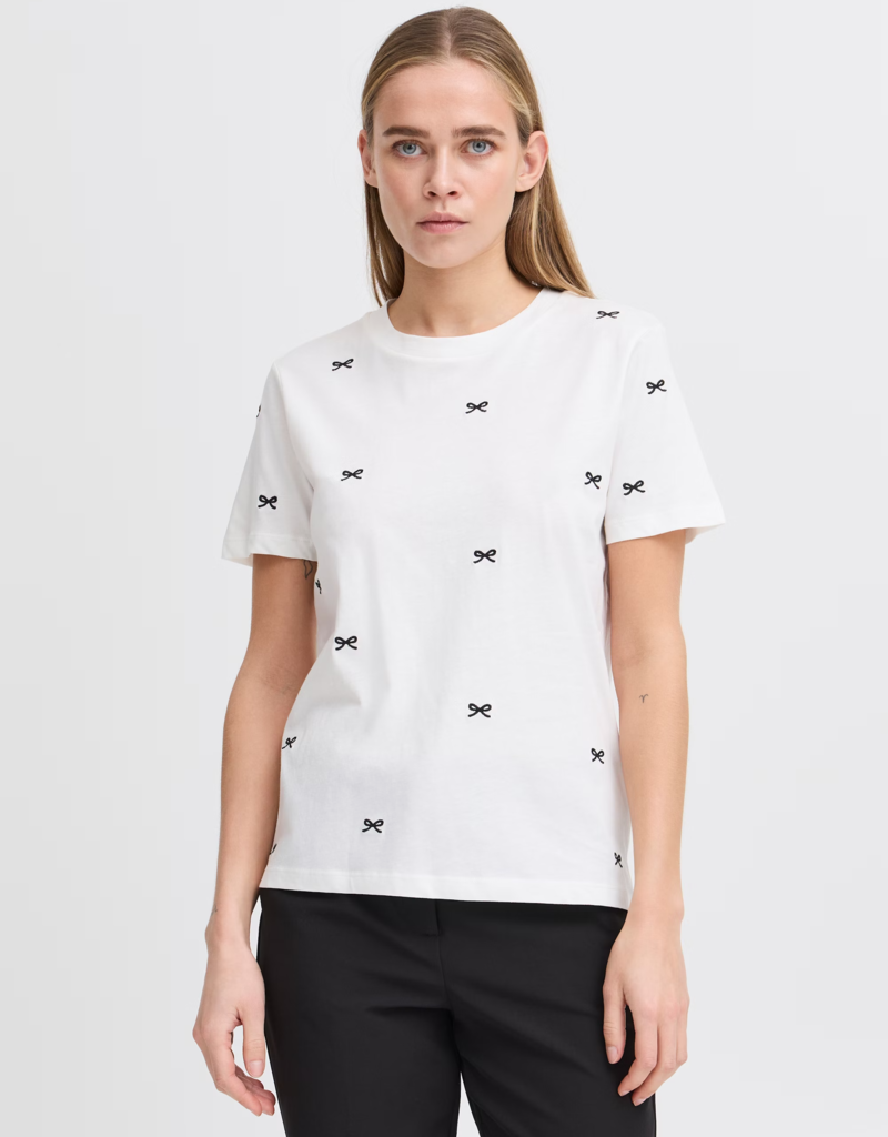 ICHI Camino T-Shirt with Embroidered Bows