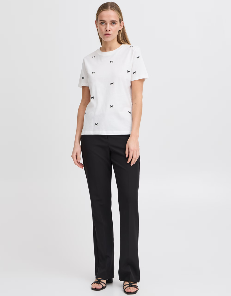 ICHI Camino T-Shirt with Embroidered Bows
