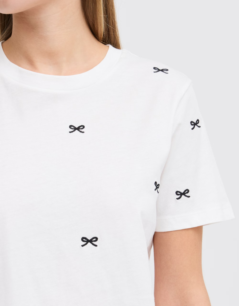 ICHI Camino T-Shirt with Embroidered Bows