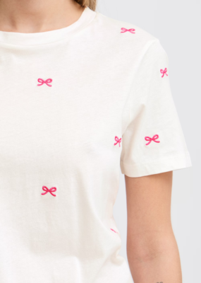 ICHI Camino T-Shirt with Embroidered Bows *XL Left*
