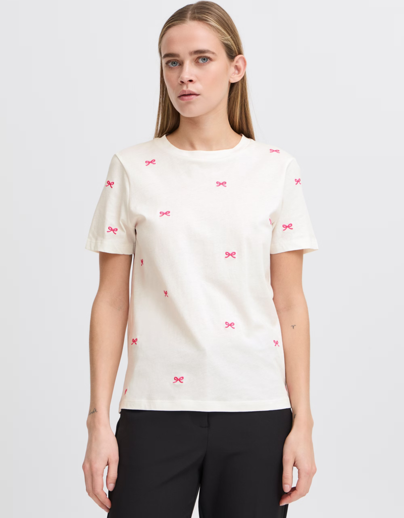 ICHI Camino T-Shirt with Embroidered Bows