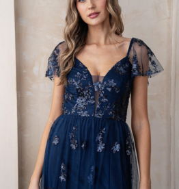Soieblu Angelica Embellished Gown in Navy *Only Large Left*