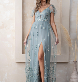 Soieblu Angelica Embellished Gown in Blue-Green