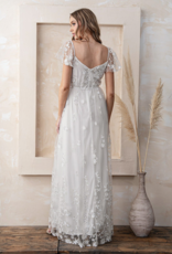 Soieblu Angelica Short Sleeve V-Neck Embellished Maxi Gown in White